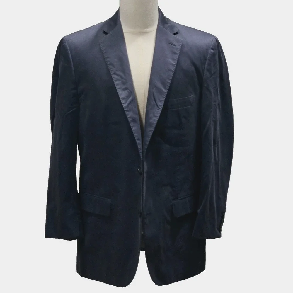 J Hilburn Sport Coat Blazer Wool Jacket Mens Vintage Blue Size 40-42 Lined